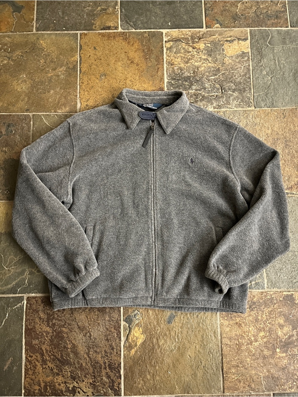 Ralph Lauren Charcoal Gray Zip-Front Fleece Jacket